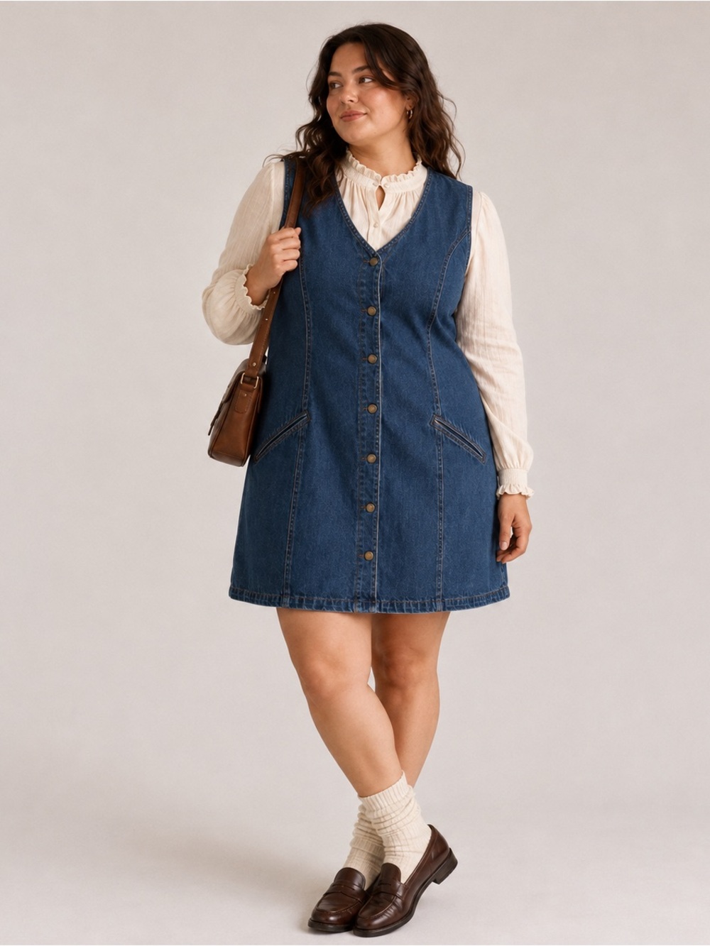 Vintage 90s Tabi International Denim Button-Front Dress 14 Fits like 10–12 L-XL